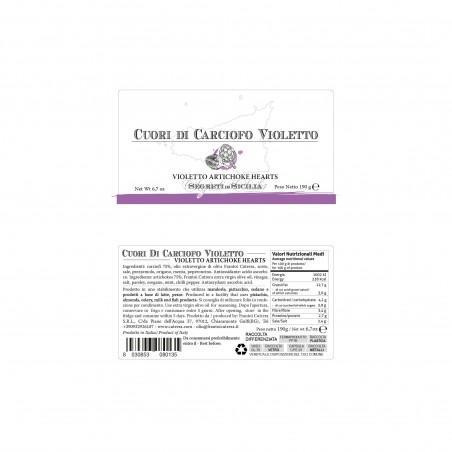 Cuori di carciofo violetto in olio evo Biancolilla