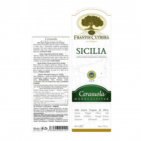 Monocultivar Cerasuola IGP: olio extravergine di oliva siciliano certificato