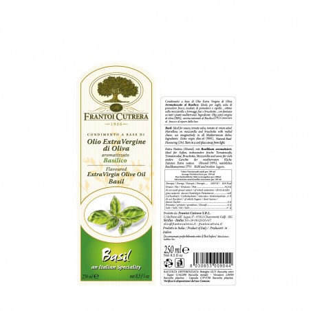 Olio extravergine di oliva “Selezione Cutrera” aromatizzato al basilico