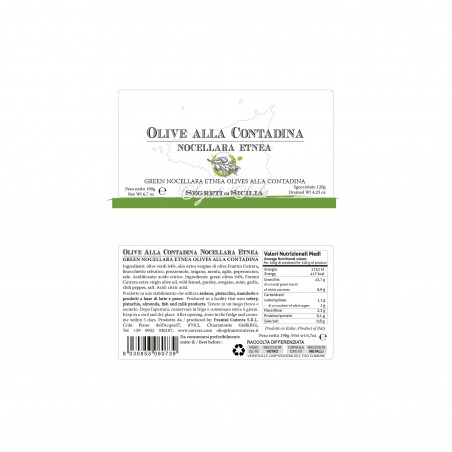 Olive alla contadina Nocellara Etnea, con olio evo e aromi di Sicilia