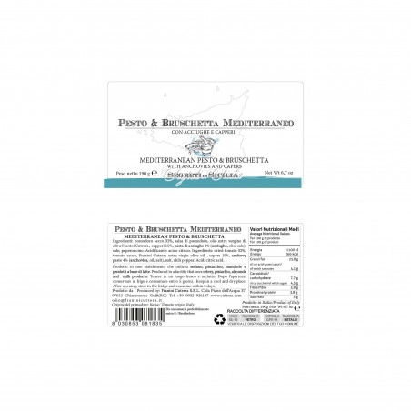 Pesto & bruschetta mediterraneo, con acciughe e capperi siciliani