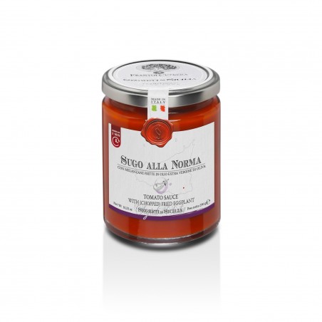 Sugo alla Norma con melanzane siciliane fritte in olio extravergine di oliva